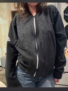 Adidas Women's Black & Charcoal Zip Bomber Jacket